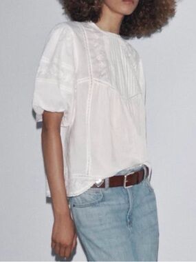 Zara White Embroidered Women's Top NWT